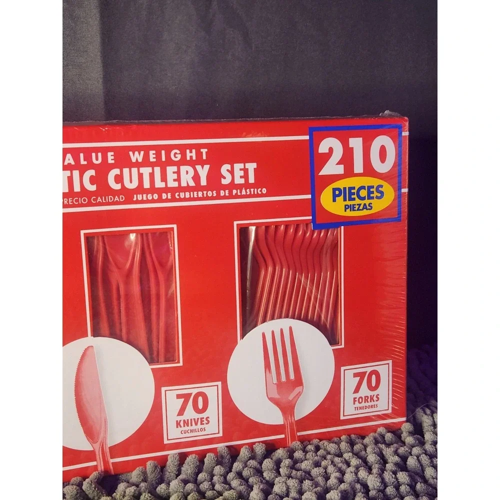 amscan Red Cutlery Set-Value Pack~210 Piece~Big Party‎ Pack~NEW